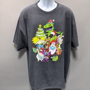 Nickelodeon Gang Tee XXL Ren Stimpy Rugrats Hey Arnold Christmas Tee